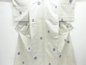 アンティーク　亀甲に花模様手織り紬単衣着物